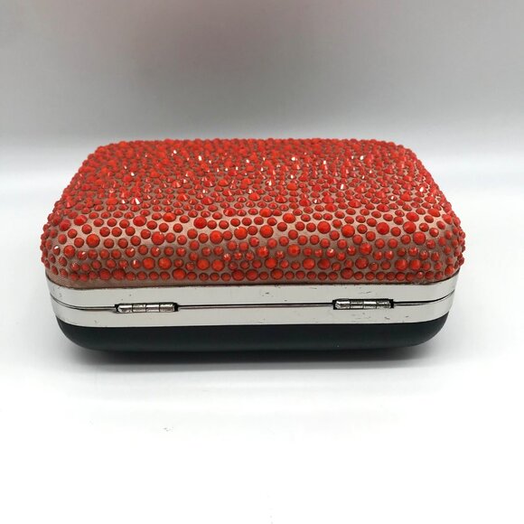 Diane von Furstenberg Bright Coral Small Crystal Embellished Convertible Clutch - Picture 5 of 10